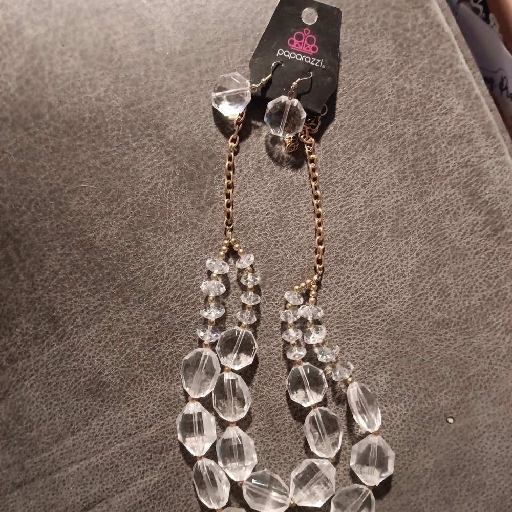 Paparazzi Gold Chain with Clear Beads Necklace